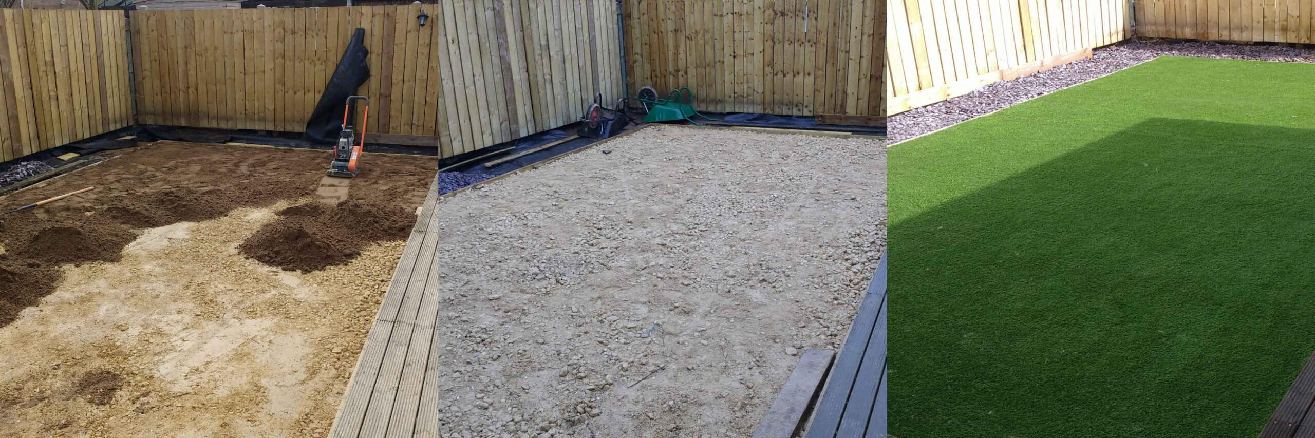 Installation of artificial lawn (astroturf).